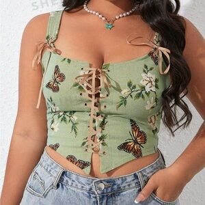 Plus Butterfly Lace Up Cami